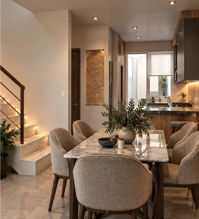 Comedor y cocina del modelo Jade